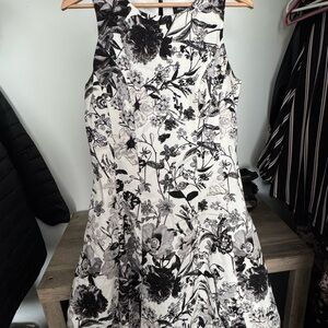 Floral Black and White Dress